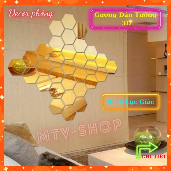 Gương decor lục giác - Miếng gương dán tường 3D decor, trang trí nhà cửa full size - MTV Store | BigBuy360 - bigbuy360.vn