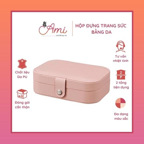 Túi đựng trang sức mini 2 tầng - Đựng nữ trang, khuyên tai và các loại trang sức - chất liệu da pu