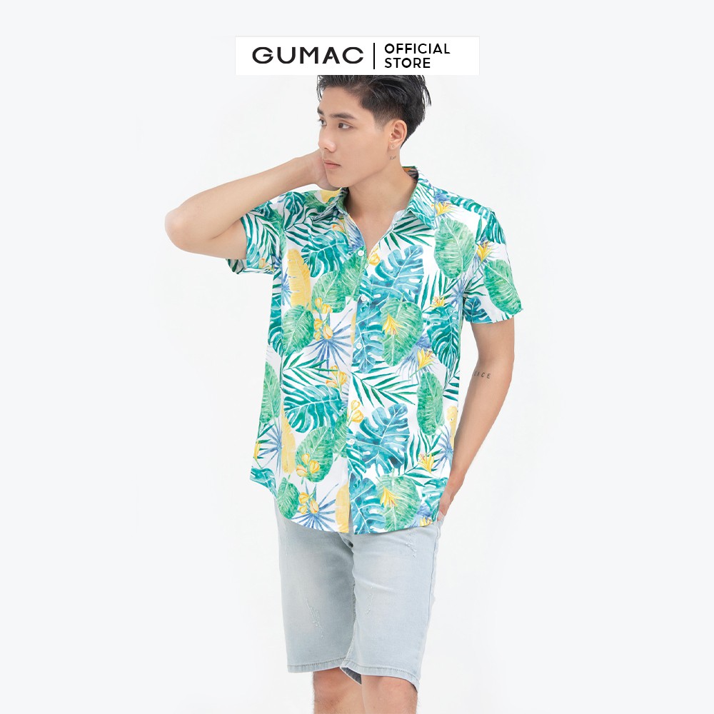 [Mã WABRGD12 giảm 10% đơn 250K] Áo sơ mi nam tay ngắn hình lá cọ GUMAC ANB6109 | BigBuy360 - bigbuy360.vn