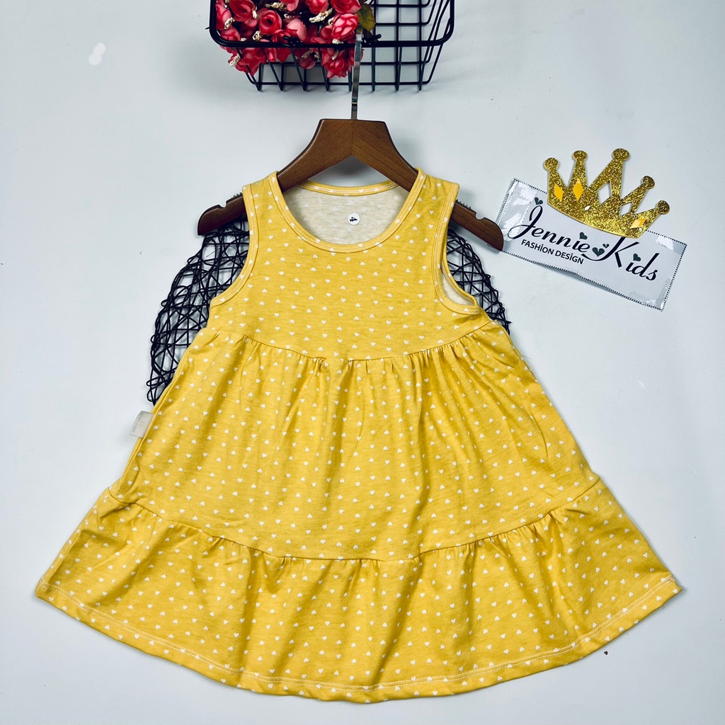 Đầm bé gái 3-5 tuổi dáng xòe thun cotton VNXK Jennie kids J484