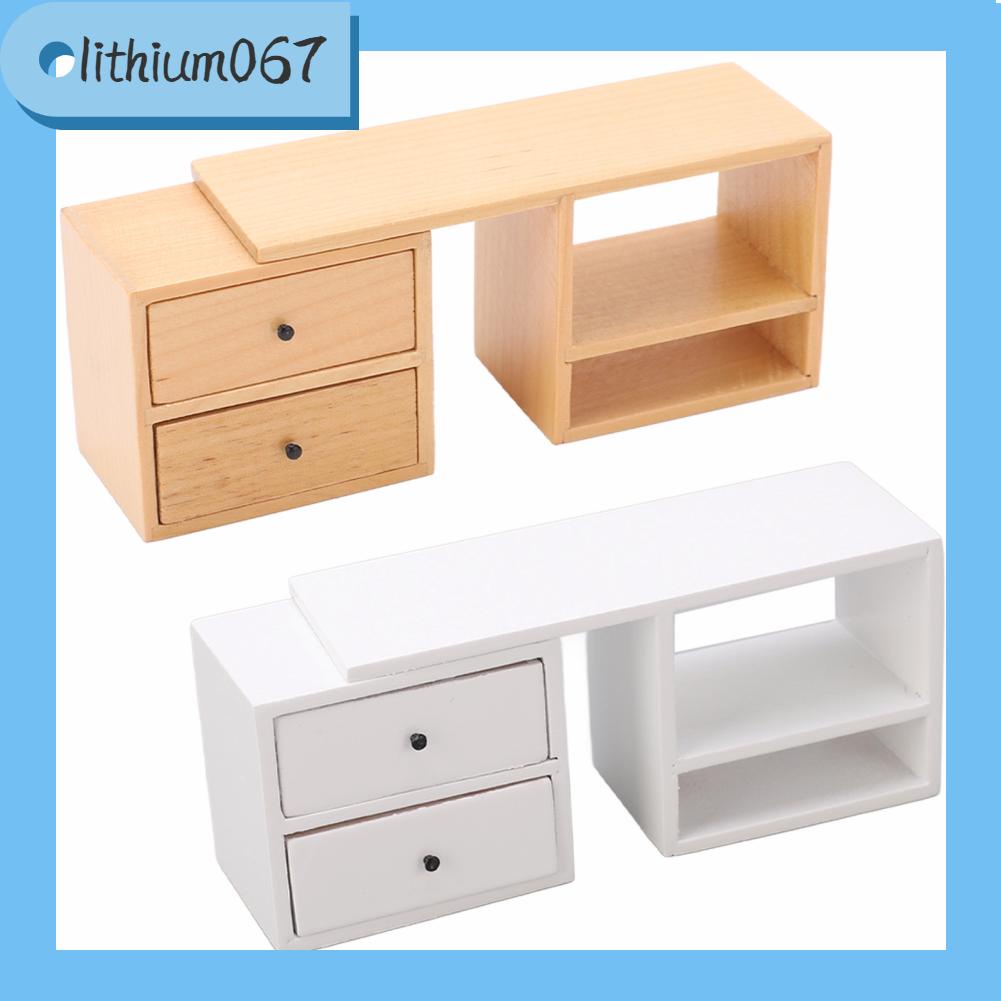 Lithium067 Tủ búp bê Mô hình thu nhỏ Gỗ bạch dương Trang trí đơn giản mini trang nhã Mẫu 1:12