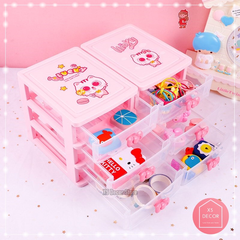 Tủ Nhựa Mini Đựng Đồ Đa Năng Để Bàn Có Ngăn Kéo 3 Tầng, 4 Tầng Đựng Mỹ Phẩm, Đồ Dùng Học Tập