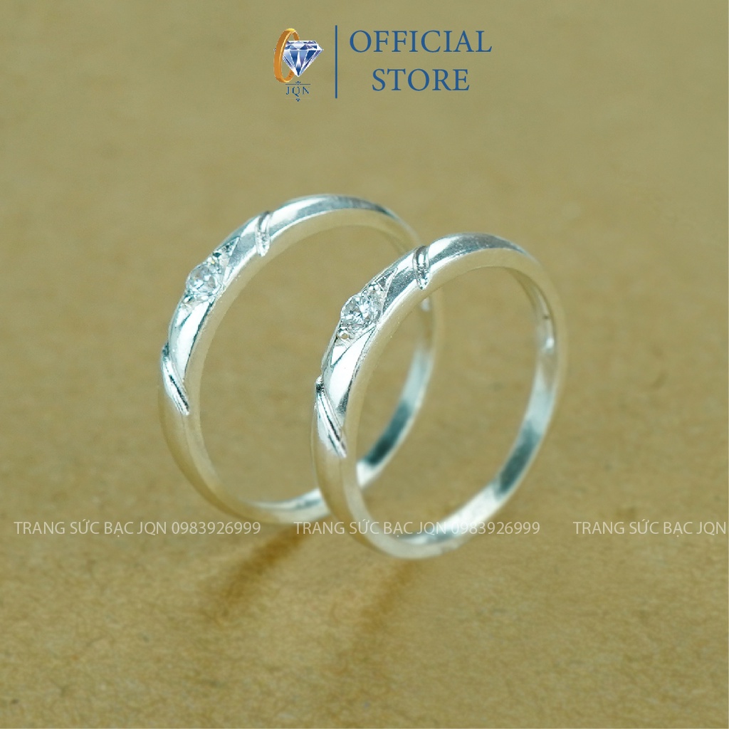Nhẫn Đôi Bạc Thật Giá Rẻ Nhẫn Cặp Trang Sức Bạc JQN Gồm 2 Chiếc Nam Nữ Có Đủ Size