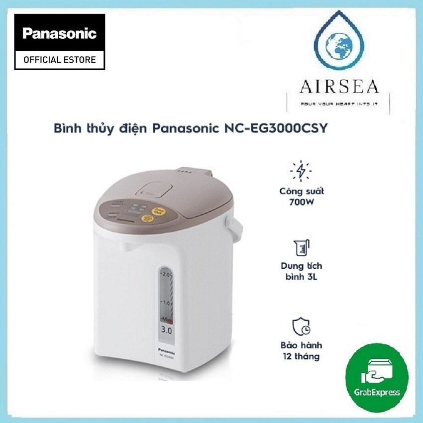Bình Thủy Điện Panasonic NC-EG3000CSY - Bảo Hành 12 Tháng - Hàng Chính Hãng - Trắng