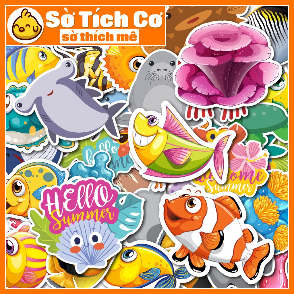 Động Vật Biển dán điện thoại, laptop, mũ bảo hiểm, guitar, vali MSP: A15