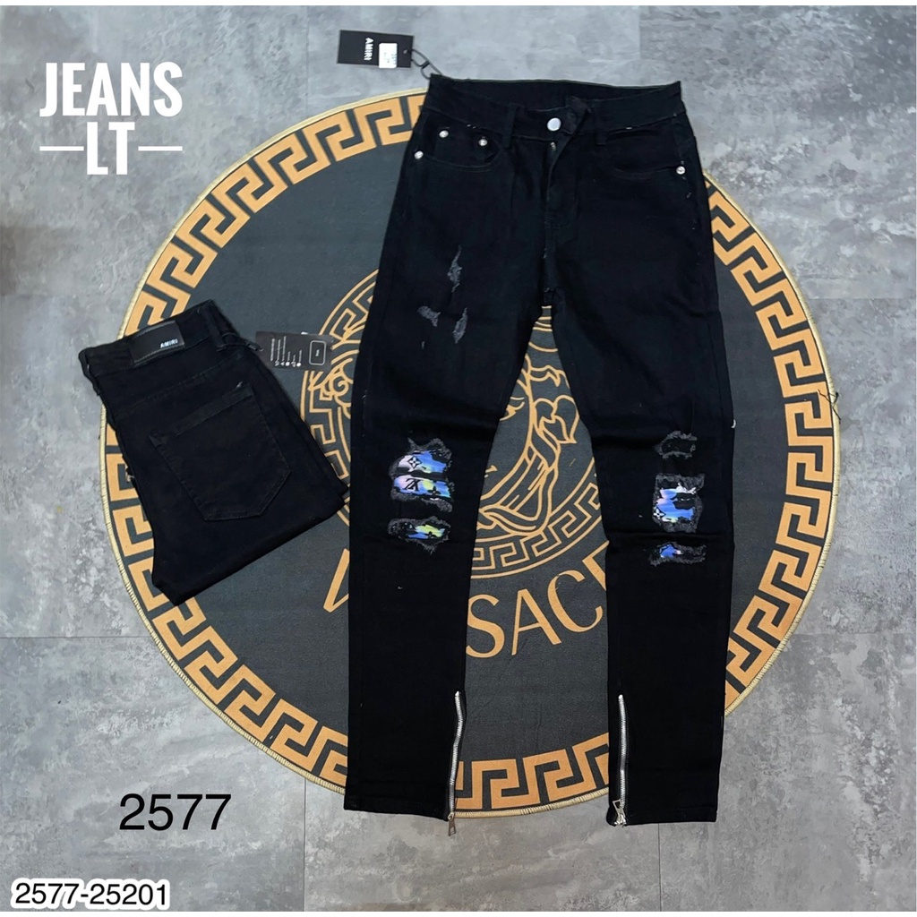 Quần Jeans Nam Vá Xanh Siêu Đẹp - Quần Jean Nam Khoá Ống Quần Cực Xịn