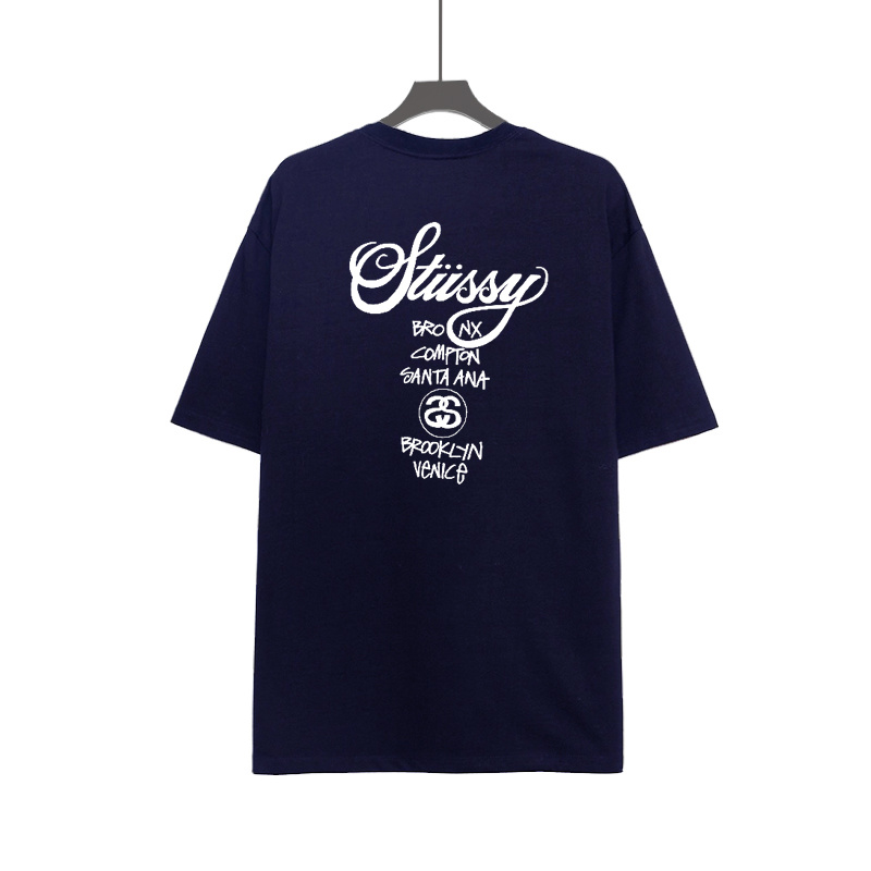 STUSSY Áo thun tay ngắn cổ tròn dáng rộng ST6 #
