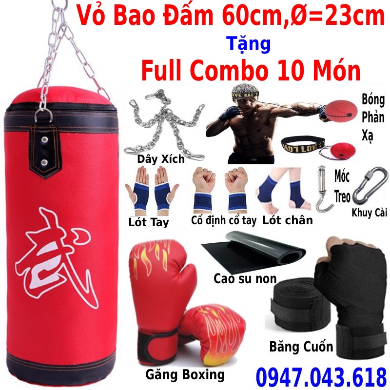 [Bao cát đấm bốc trẻ em] Vỏ bao cát tập boxing tại nhà dành cho bé tặng kèm full combo 10 quà giúp bé rèn luyện thể thao