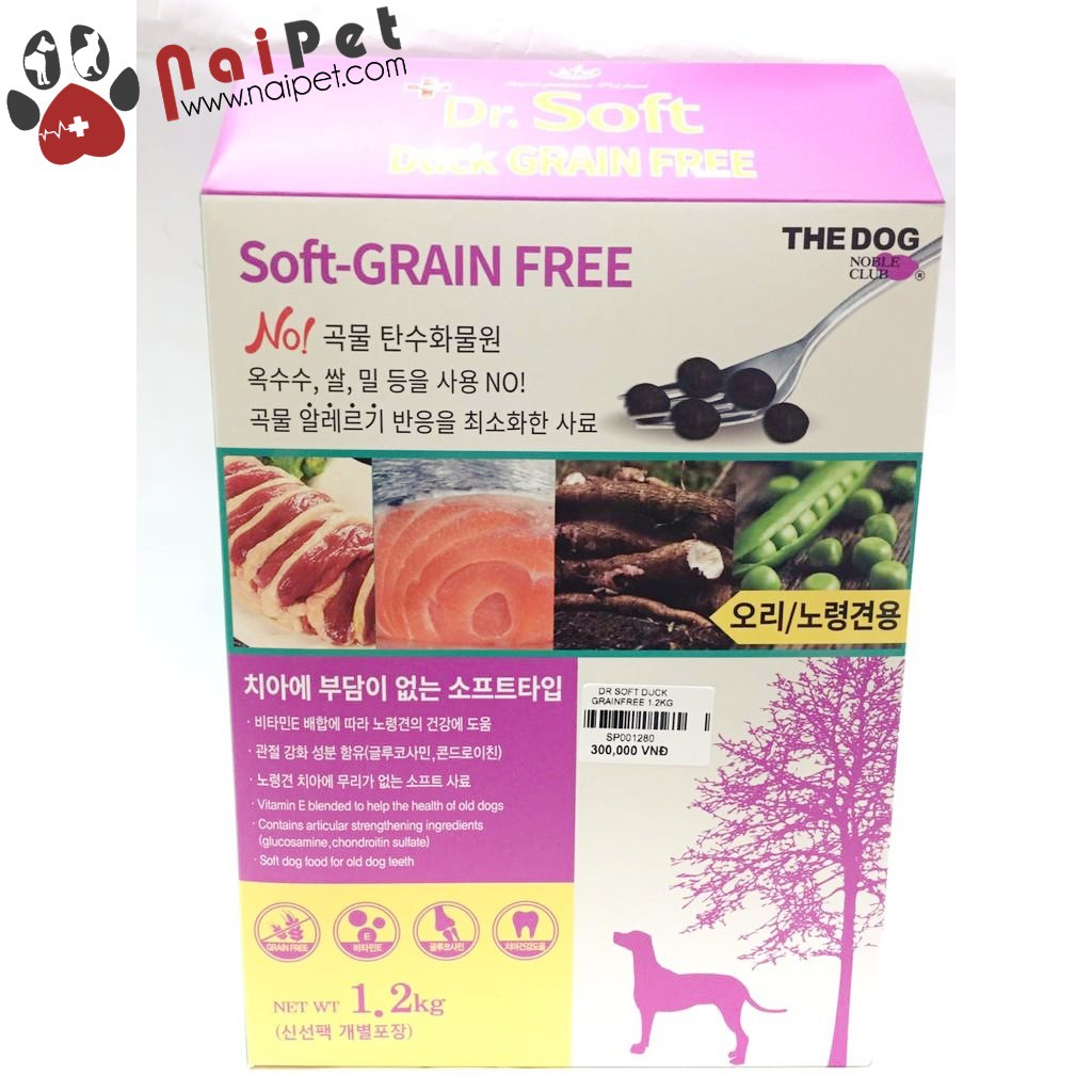 Thức Ăn Hạt Mềm Cho Chó Mọi Lứa Tuổi Vị Vịt Dr.Soft Duck Grain Free Hộp 1.2kg