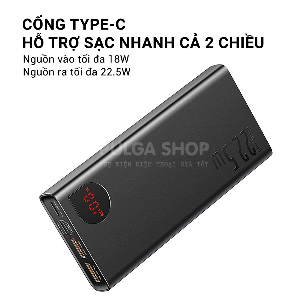 Pin Sạc Dự Phòng Sạc Nhanh 22.5W Baseus Dung Lượng 20000mAh Hỗ Trợ PD3.0/QC3.0 Cho Iphone Samsung Xiaomi Huawei Oppo