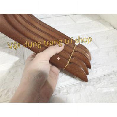 Móc Gỗ Nâu Treo Quần Áo Trơn 38cm (10 móc)