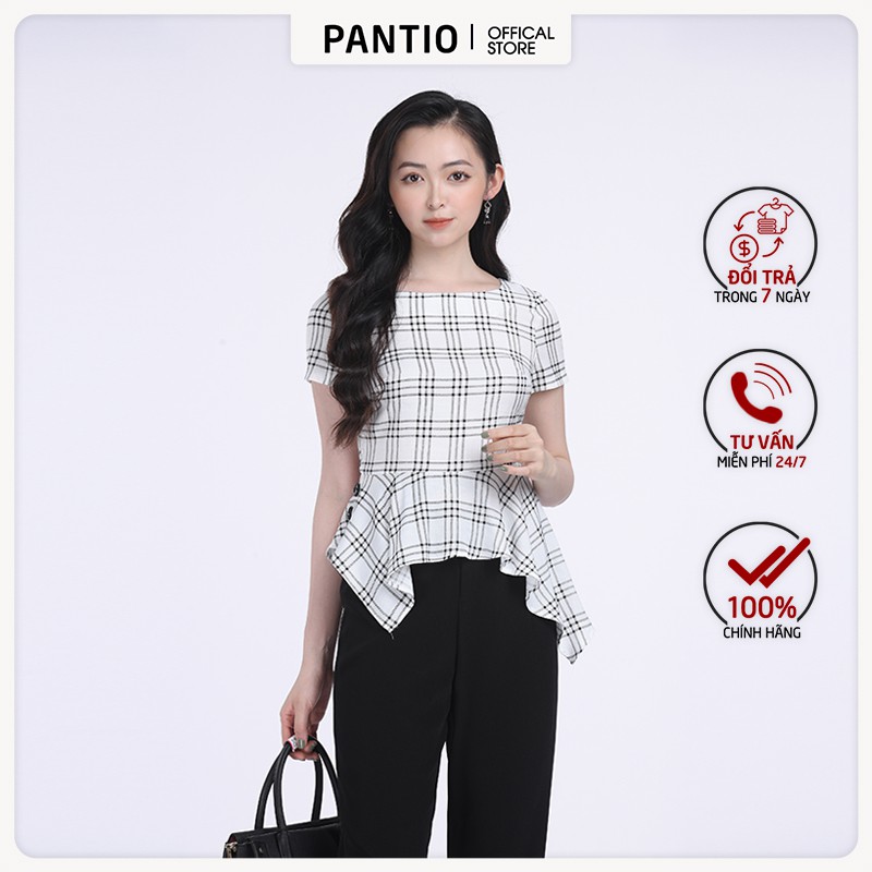 Áo sơ mi nữ chất liệu lanh, dáng ôm ngắn tay vạt áo lệch cách điệu FAS72756 - PANTIO
