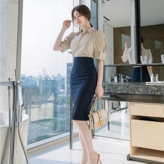 [ Mã WASTRUN4 giảm 10% tối đa 30K đơn 99K] M9-Chân váy bút chì tím than tới gối thanh lịch