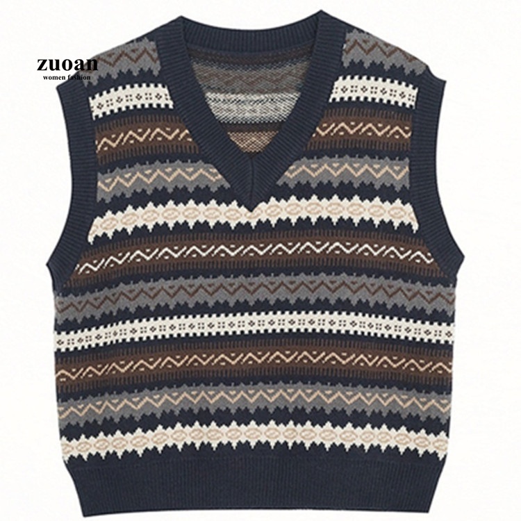 Áo croptop SUXI dệt kim không tay dáng rộng thiết kế mới thời trang mùa thu phong cách Hàn Quốc