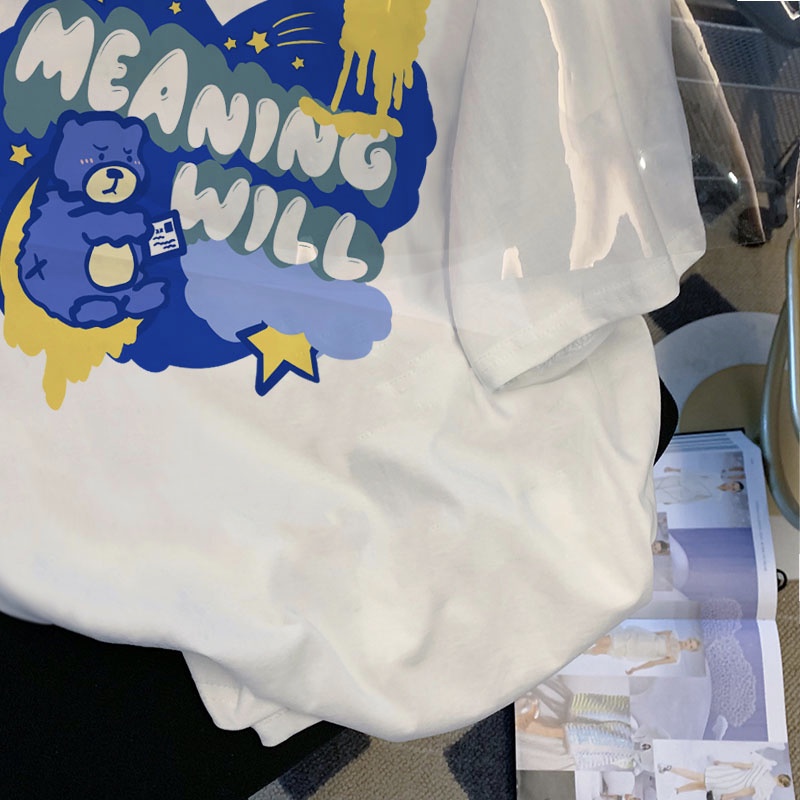 HIIXIIVI Áo Thun 100% cotton Tay Ngắn Cổ Tròn In Hình Hoàng Hôn Thời Trang Mùa Hè Phong Cách Hàn Quốc Cho Nữ 2022