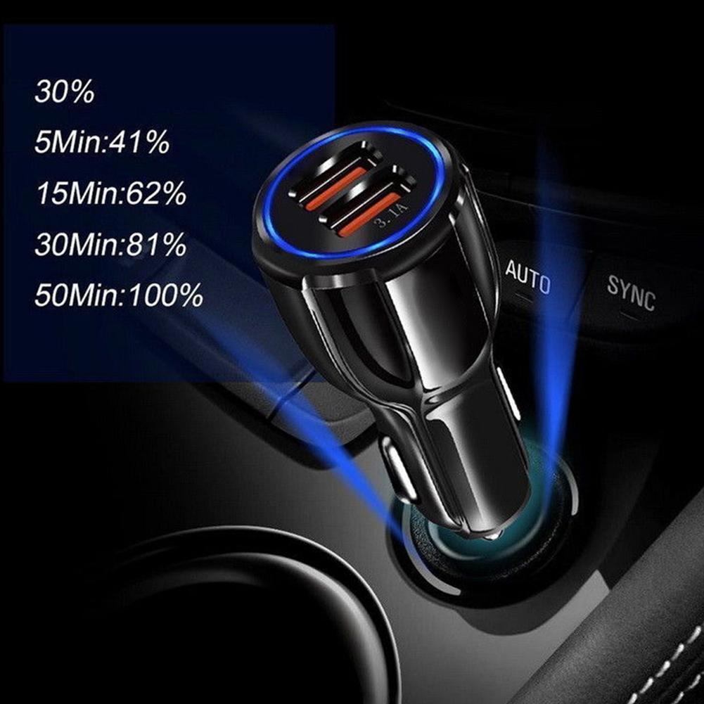 Tẩu sạc nhanh QC3.0 dùng trên xe ô tô với hai cổng MAX Xiaomi Samsung Huawei USB cho XS iPhone W4B8