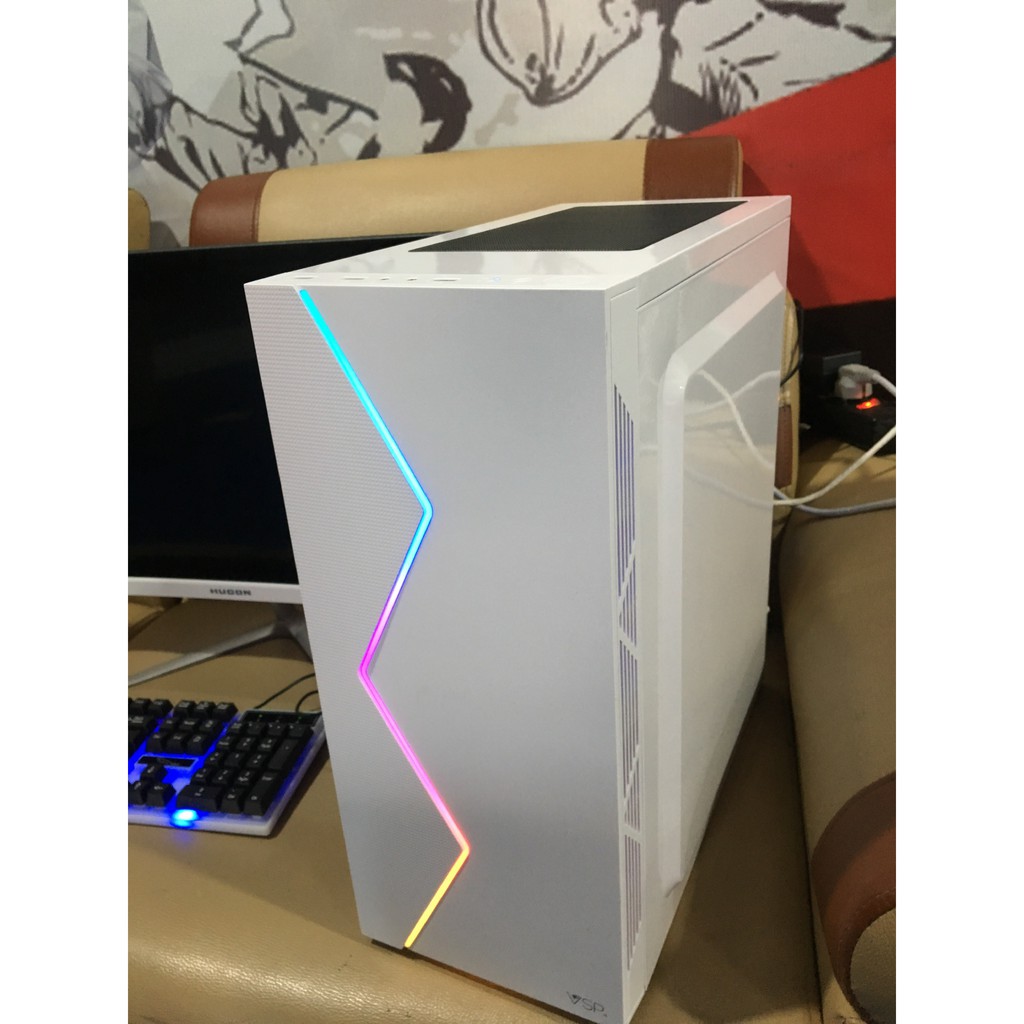 [Mã ELMS05 giảm 5% đơn 300k]Case VSP V3-603 Có Sẵn LED RGB Và nắp hông Mica trong suốt USB 3.0