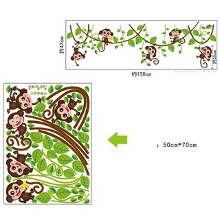 Decal dán thú nhổ cà rốt và khỉ đu dây 01