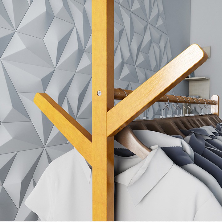 Cây giàn treo quần áo gỗ có bánh 60cm