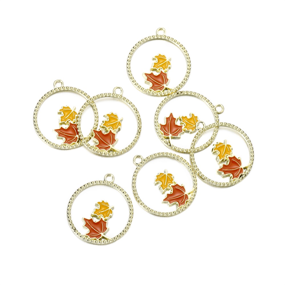 Set 10 mặt dây chuyền St.kunkka bằng hợp kim hình tròn họa tiết lá phong và sao biển dùng làm móc khóa/ khuyên tai