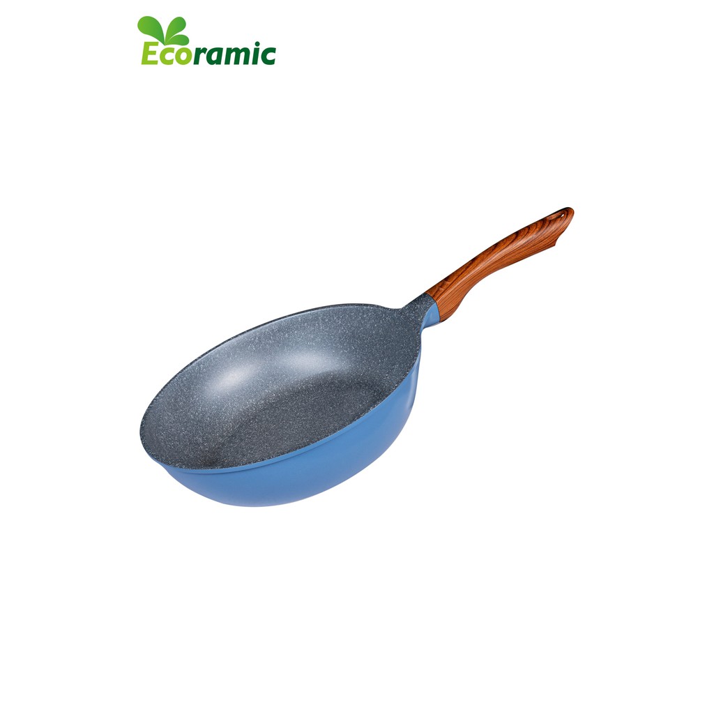 Chảo sứ ceramic ECORAMIC đáy từ vân đá chống dính 22 24 26 28 tay cầm chịu nhiệt chảo gốm sứ tặng bình xịt dầu