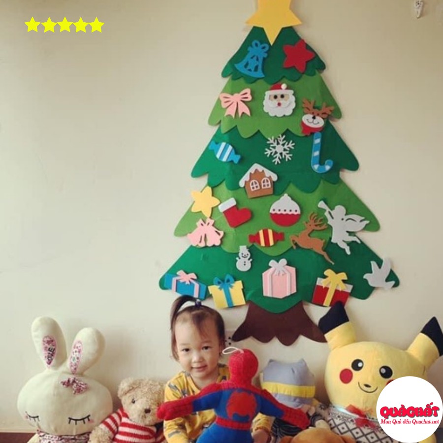 Cây thông noel vải nỉ nhiều tầng Tặng kèm Đèn nhày và mặt nạ siêu nhân anh hùng