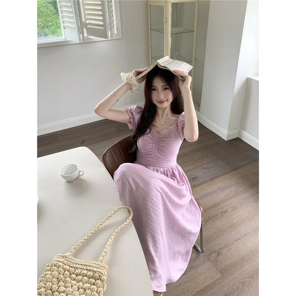 Đầm Tay Phồng Cổ Chữ U Dáng Rộng Thời Trang Hàn Quốc 63591