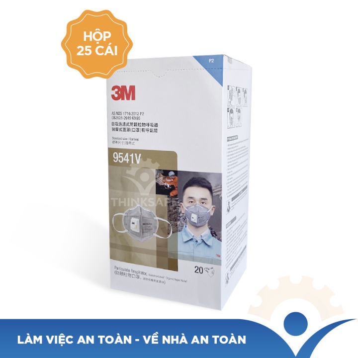Khẩu trang phòng độc 3M 9541 lọc bụi mịn, kháng khuẩn, hơi hữu cơ, mùi khó chịu Khẩu trang than hoạt tính 3M - THINKSAFE