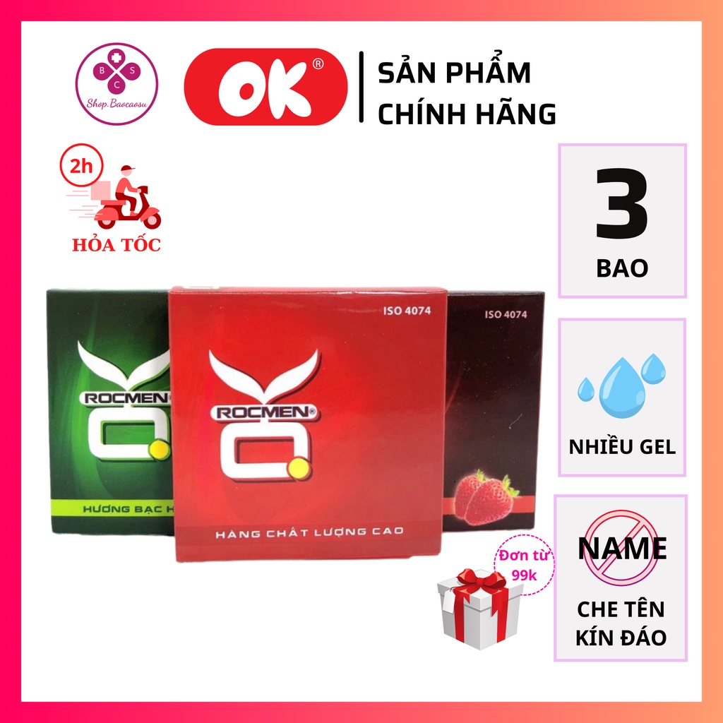 Bao cao su rocmen siêu mỏng kéo dài thời gian quan hệ hộp 3 chiếc