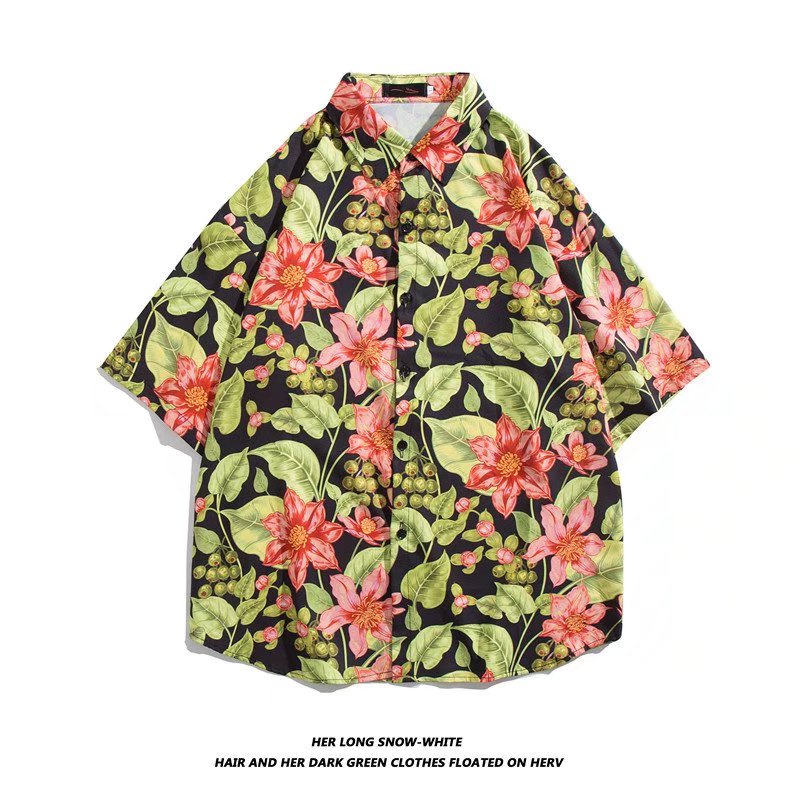 Áo Sơ Mi Đi Biển Tay Ngắn In Họa Tiết Hoa Phong Cách Hawaii 10 Kiểu Cho Nam Nữ M-3XL