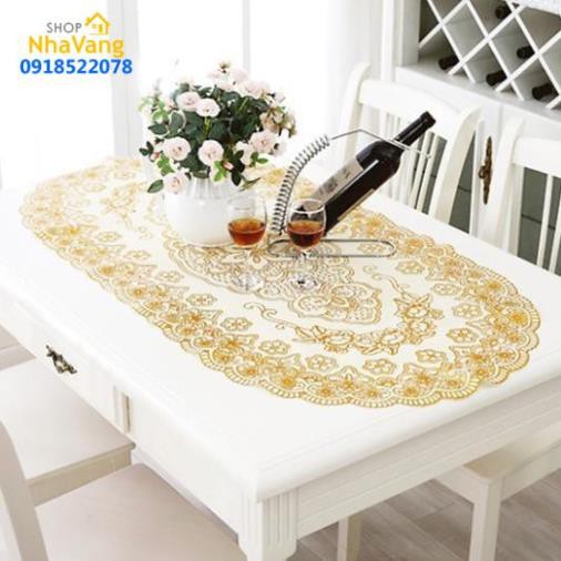 HCM (GIAO NGẪU NHIÊN)Khăn trải bàn họa tiết 3D sang trọng hình Oval 84x39cm