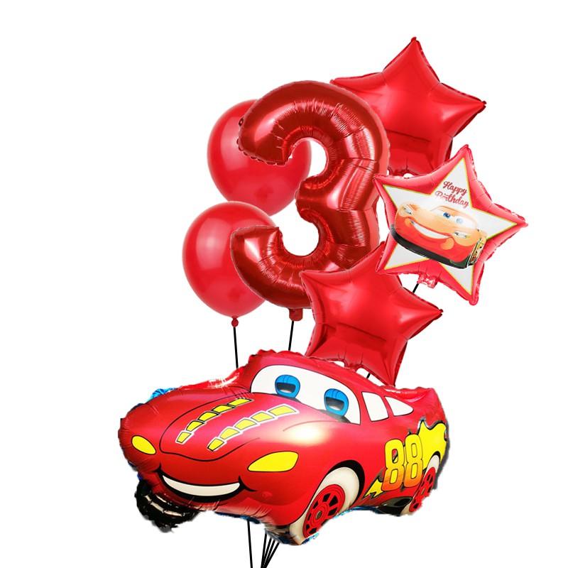 Set 7 Bong Bóng latex Bơm Hơi Hình Xe Hơi Hoạt Hình Trang Trí Tiệc Cưới/Sinh Nhật