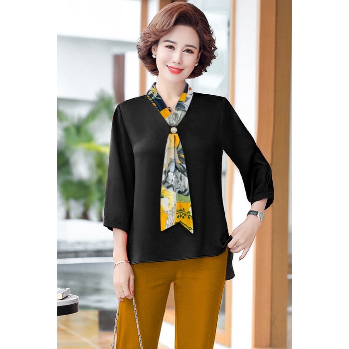 [HCM] - Bigsize - Áo Kiểu Dáng Suông Trung Niên Kiểu Áo Sơ Mi U50 Tay Lỡ Dạng Áo Tặng Mẹ 3A23 3A15 3A21