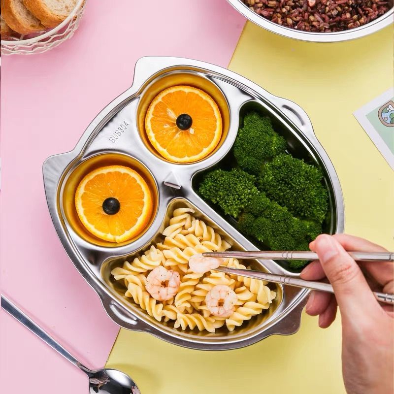 Khay Đựng Thức Ăn Bằng Thép Không Gỉ 304 Chống Sốc Họa Tiết Hoạt Hình Dễ Thương Cho Bé
