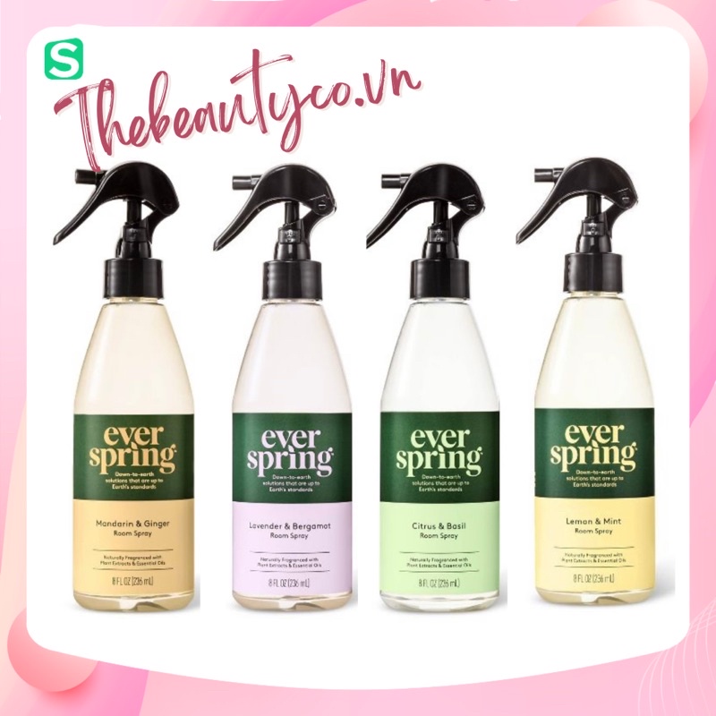 Xịt thơm phòng tinh dầu thiên nhiên Everspring Room Spray 236ml