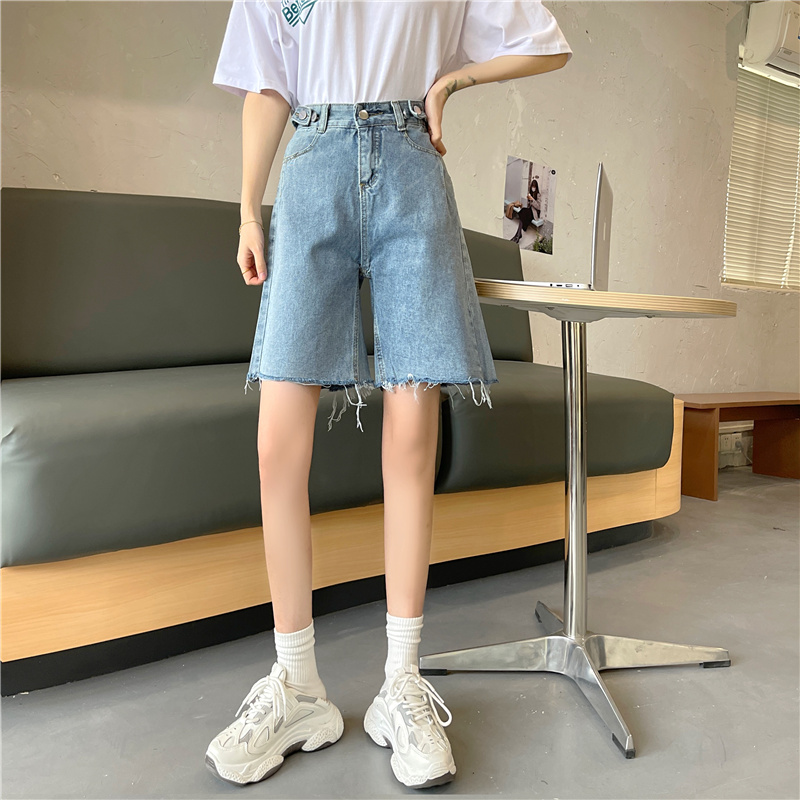 Quần short denim SUXI lưng cao thời trang mùa hè cho nữ