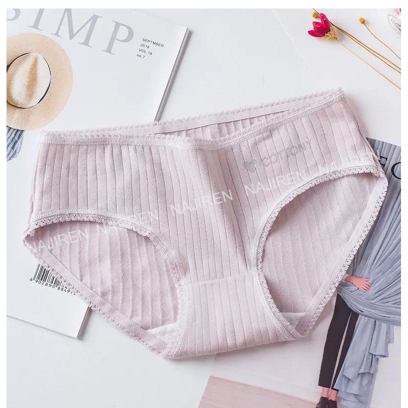 Quần Lót Nữ Cotton Gân Tăm Kháng khuẩn, Quần Chíp Nữ Dễ Thương Mềm Mịn Cottony QL03