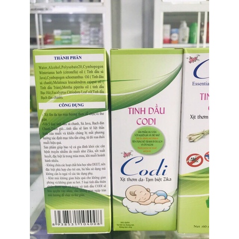 Tinh dầu xả chanh Codi xịt muỗi đốt an toàn cho trẻ