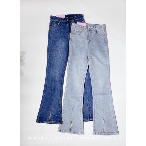 Quần bò jeans loe gấu xẻ