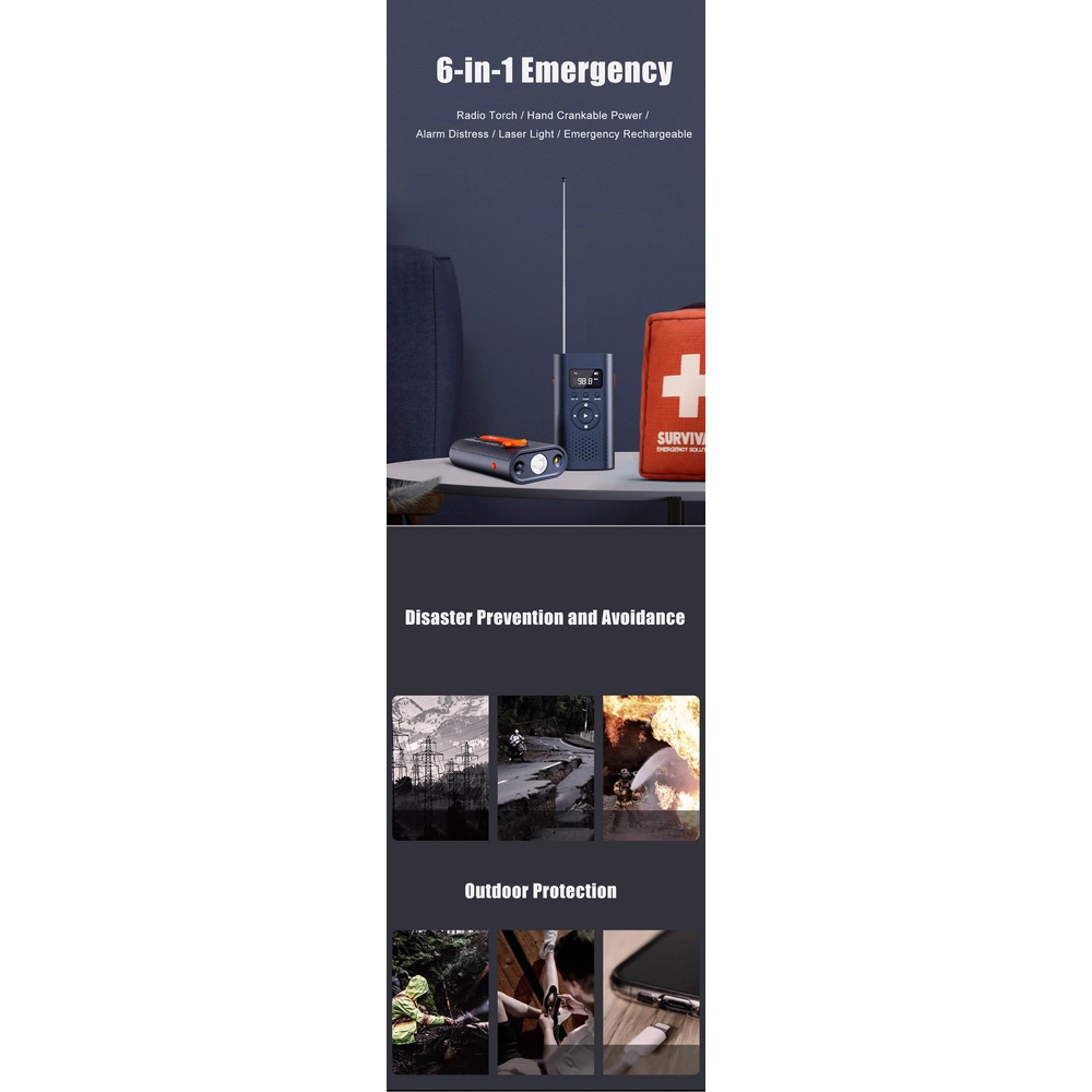 Đèn Pin Tích Hợp Radio Cầm Tay Đa Năng Tiện Dụng