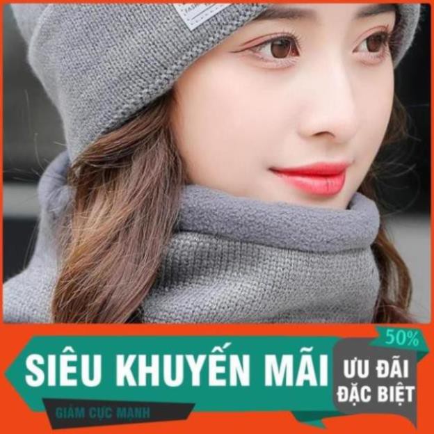 Mũ Len Kèm Khăn Cổ Lót Lông Cho Cả Nam Và Nữ