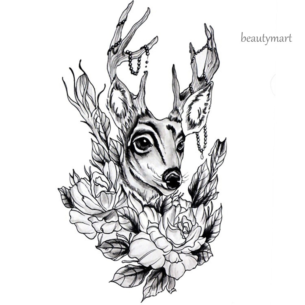 [Hàng mới về] Miếng dán hình xăm tạm thời chống nước hoạ tiết hình sói hình hoa lâu trôi