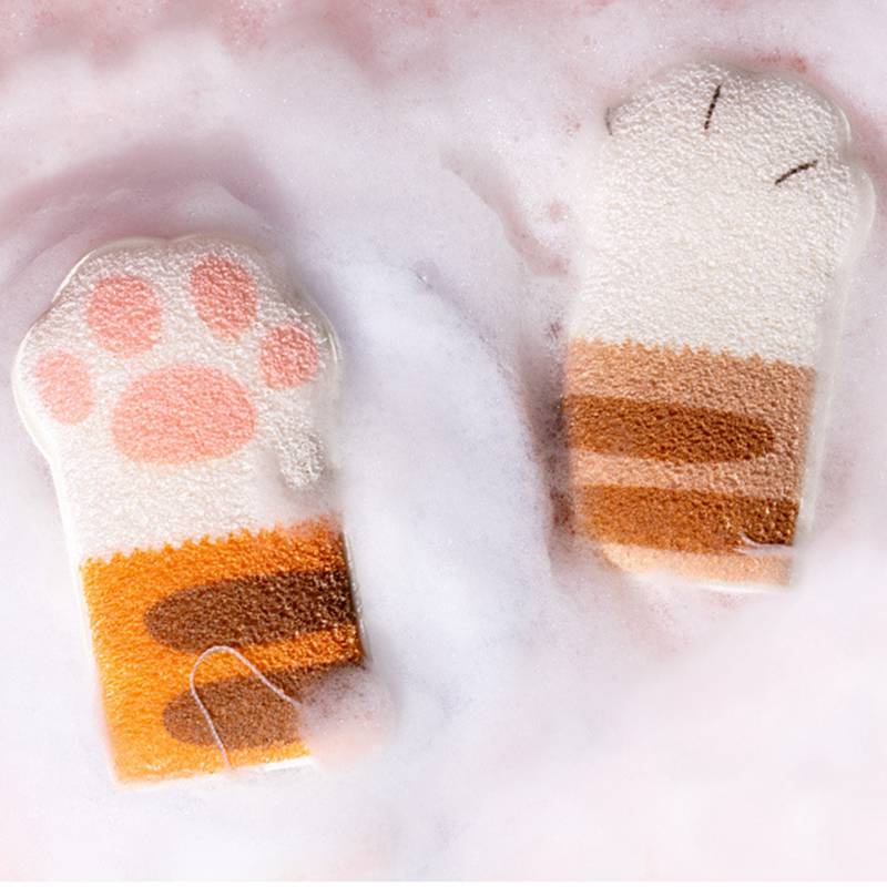 Bông Tắm Cotton Hình Móng Mèo Làm Sạch Sâu Tẩy Tế Bào Chết Chăm Sóc Da
