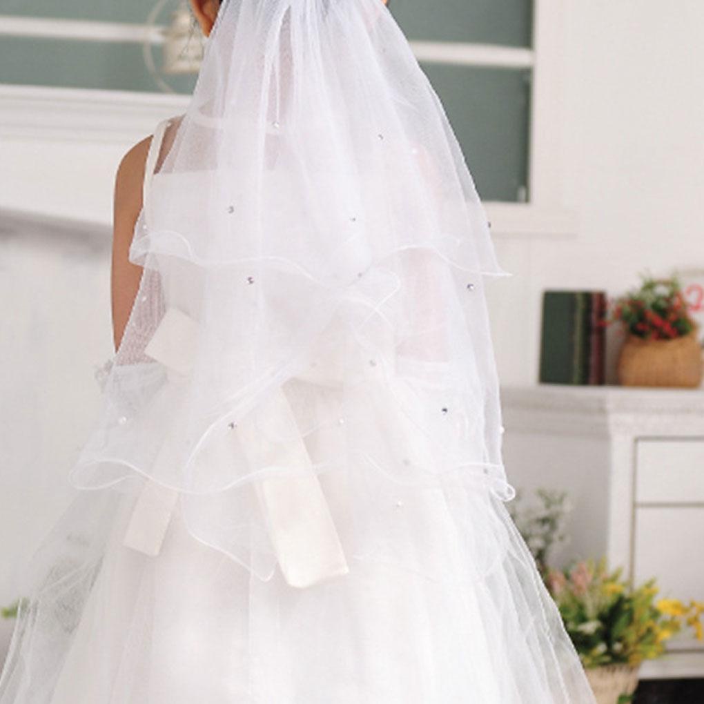 Băng Đô Cài Tóc Phối Mạng Che Mặt Màu Trắng Thời Trang Đám Cưới Cho Bé Gái