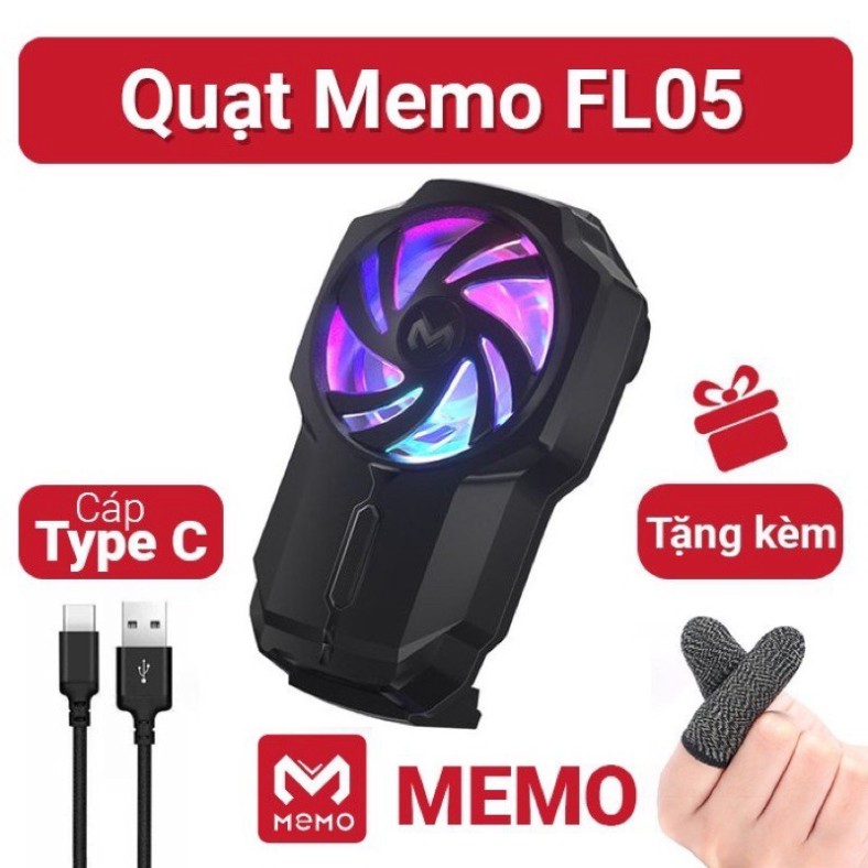 [CHÍNH HÃNG] Quạt tản nhiệt MEMO FL-05 pin 3-4 tiếng, đèn Led RBG đổi màu cực chất