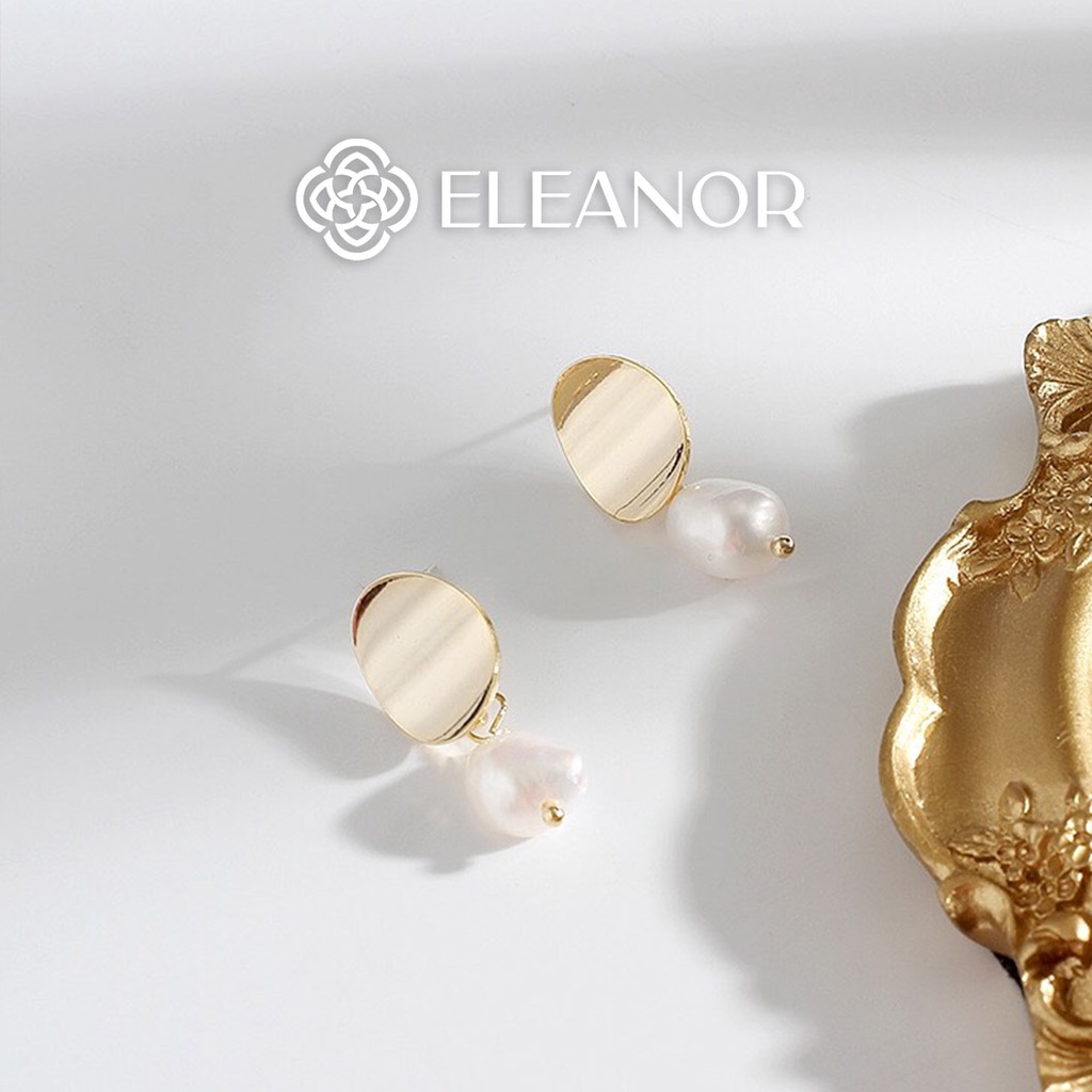 Bông tai nữ chuôi bạc 925 Eleanor Accessories dáng tròn đính đá mắt mèo phụ kiện trang sức 5904