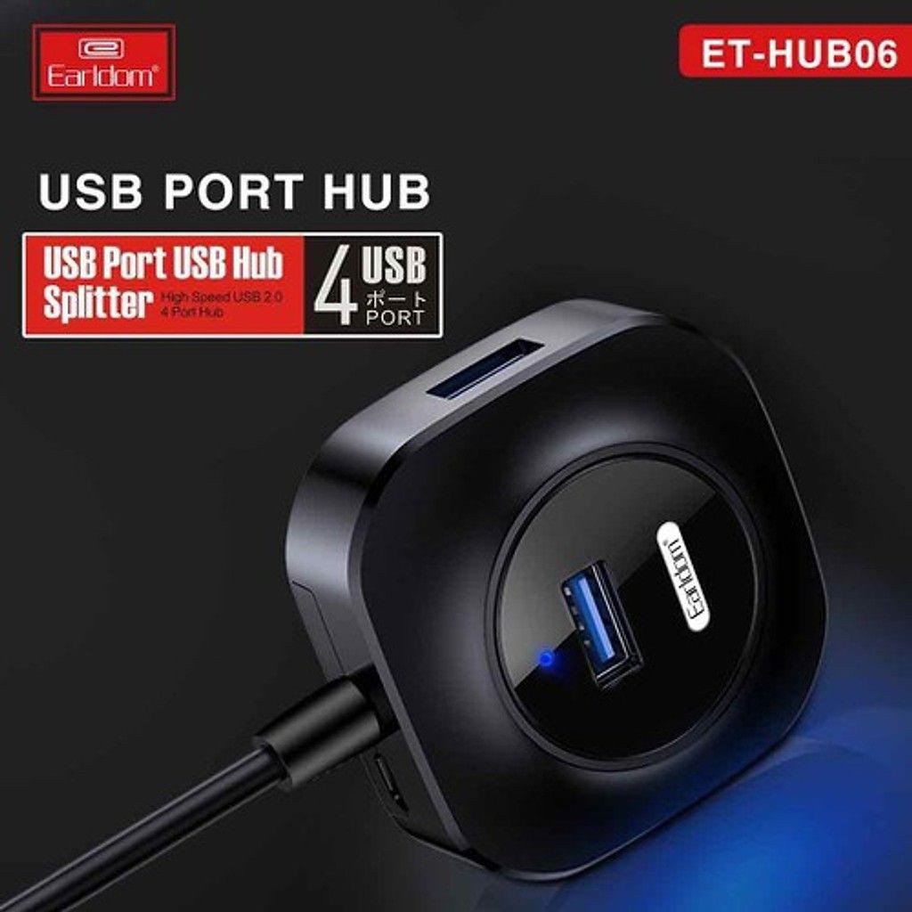 Hub USB 4 cổng Earldom HUB-06 - Bộ chia USB 1 ra 4 - Hàng Chính Hãng bảo hành 12 tháng