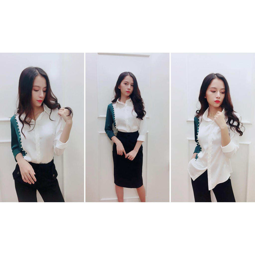 Áo sơ mi nữ màu xanh💖Có Clip - Áo công sở nữ dài tay vải lụa mềm | BigBuy360 - bigbuy360.vn