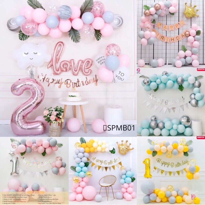 [ Bóng Pastel + tặng lá cây decor] Set trang trí sinh nhật màu pastel nhẹ nhàng tinh tế