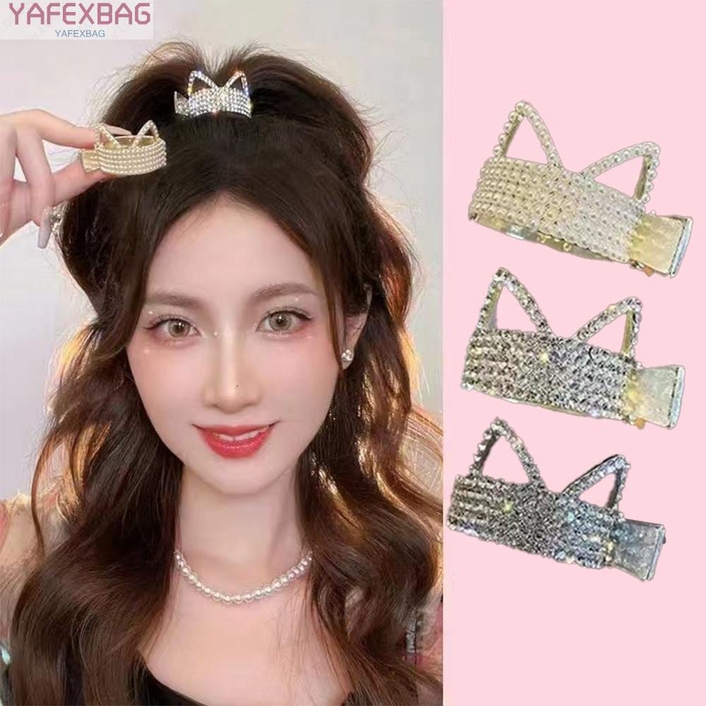 Hair Claw Female Fixed Geometry Girls Golden Pearl Hairpin Korean Style